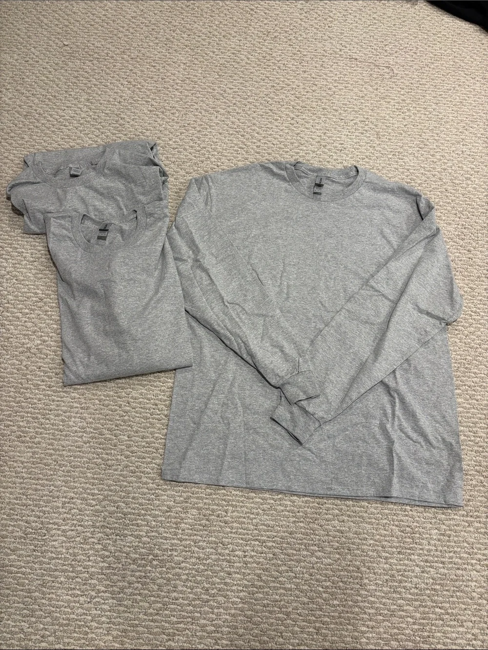 Men's Long-Sleeve Crewneck Shirt - Gray 3 pack